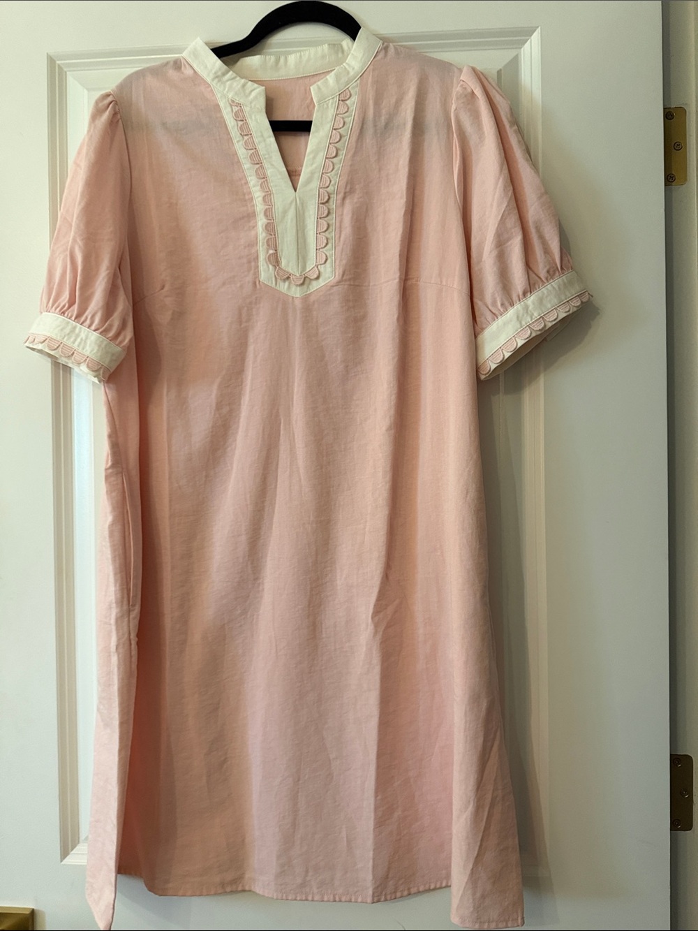 Women's Pink Cotton Dress  with Contrast Trim size Lg NWT